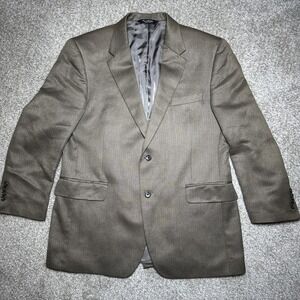 Joseph Jos A Bank Silk & Camel Hair Blazer Mens 43R Herringbone Brown Two Button
